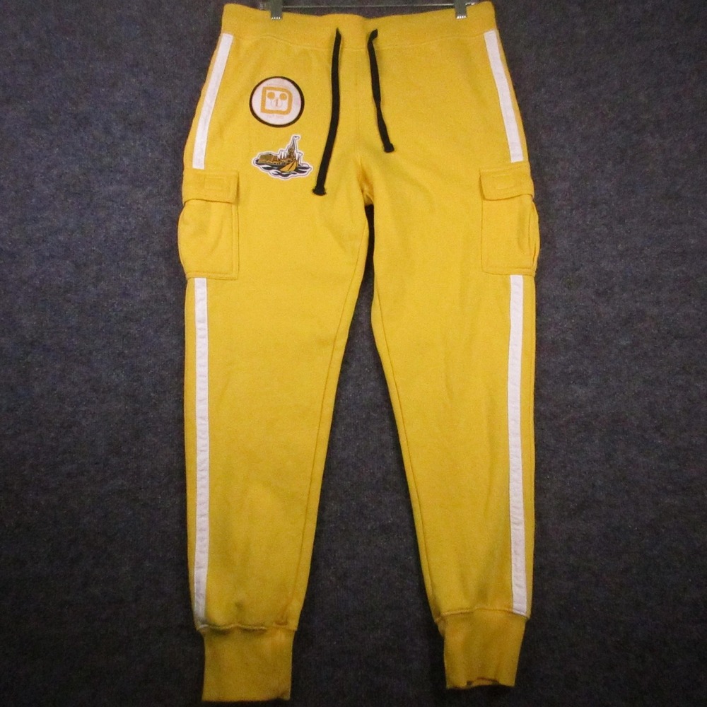 Disney Pants Mens Medium Yellow WDW Vault Mickey Patch Jogger Cargo Sweatpants